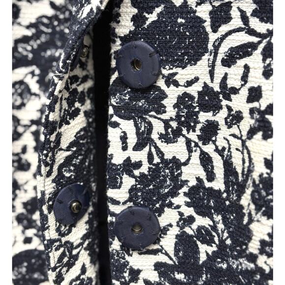 VTG Talbots Blazer, Navy White Lined Cotton, Peter Pan Collar, Women's Size 12 - Picture 4 of 7